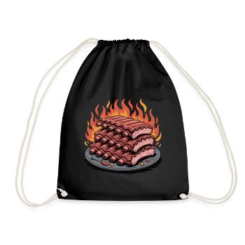 Fire grilled rib platter - Drawstring Bag - black - Front
