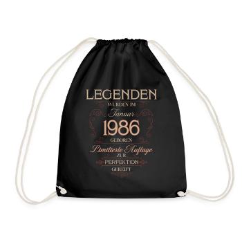 40th Birthday Legend January 1986 - Drawstring Bag - black - Front