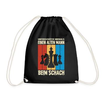 Schachspieler Geschenke Schach Zubehör Schachbrett - Turnbeutel - Schwarz - Vorne