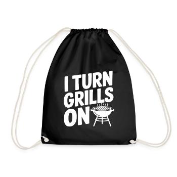 I Turn Grills On - Drawstring Bag - black - Front