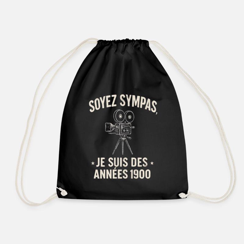 Be Friendly 1900s Retro Camera - Drawstring Bag - black