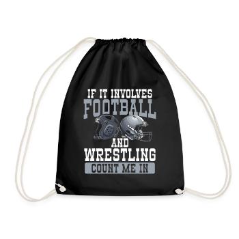 Football and Wrestling Mashup - Drawstring Bag - black - Front