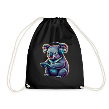 Koala Gaming Animal Video Games Funny Koala - Drawstring Bag - black - Front