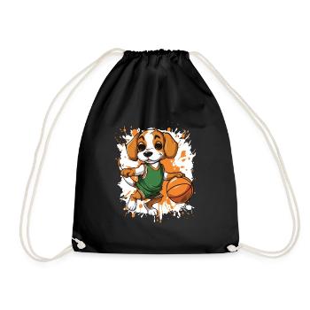 Basketball Dog Spritz Splash - Drawstring Bag - black - Front