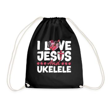 Hawaiian Ukulele Uke Jesus Faith - Turnbeutel - Schwarz - Vorne