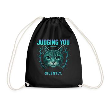 Cat humor, cat gift idea, funny pets - Drawstring Bag - black - Front