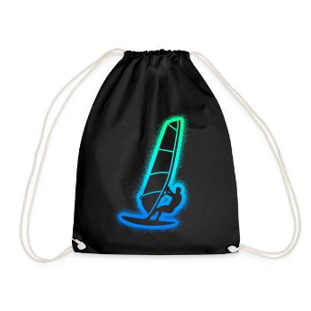 Windsurfing Windsurfer Kids Men Windsurf - Drawstring Bag - black - Front