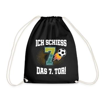 I Shoot 7th Goal Funny 7th Birthday Football - Drawstring Bag - black - Front