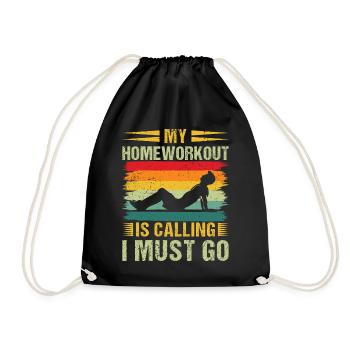 Fitness Fanatics Homeworkout Calling Must Go - Drawstring Bag - black - Front