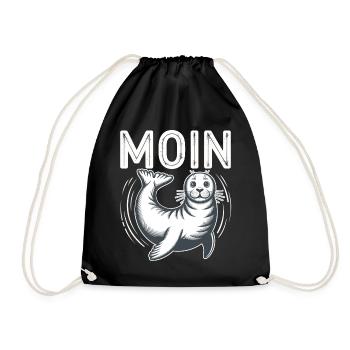 Seal seal Baltic Sea North Sea Moin - Drawstring Bag - black - Front
