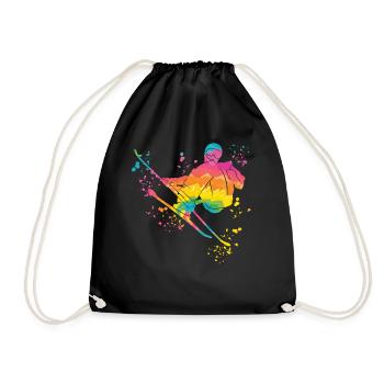 Alpine skiing Winter sports Nordic skiing - Drawstring Bag - black - Front