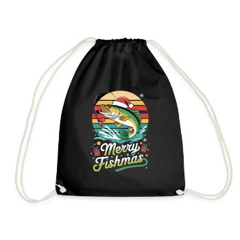 Joyeux Fishmas, carpe de Noël drôle pour - Sac de sport léger - noir - Devant