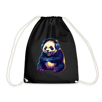 Parrot Gaming Animal Video Games Funny Parrot - Drawstring Bag - black - Front