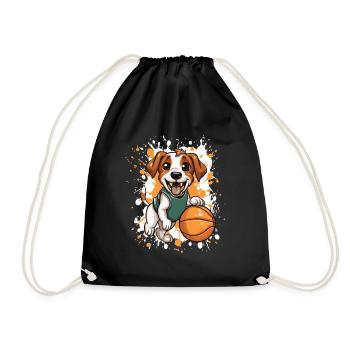 Basketball dog in the jump - Drawstring Bag - black - Front