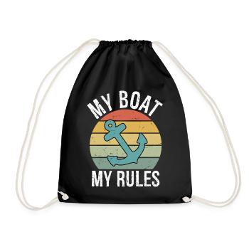 My Boat My Rules Funny Boating Captain Gift - Turnbeutel - Schwarz - Vorne