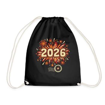 Feuerwerk 2026 an Silvester feiern - Turnbeutel - Schwarz - Vorne