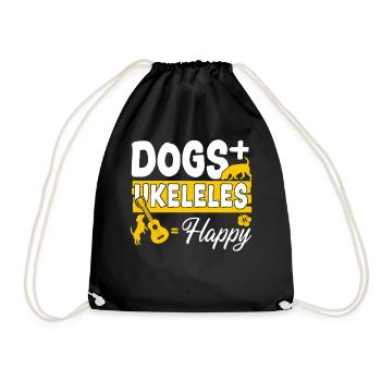 Hawaiian Ukulele Uke Dogs + - Drawstring Bag - black - Front