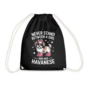 Havanese Sayings Girl Funny Havanese Gift - Drawstring Bag - black - Front