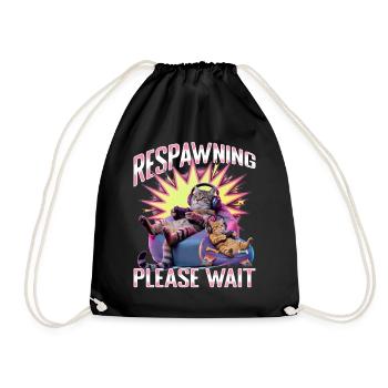 Funny Gaming Gamer Cat - Drawstring Bag - black - Front