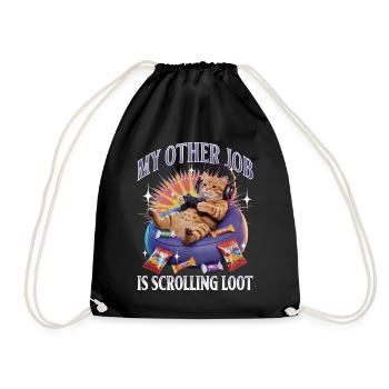 Funny Gaming Gamer Cat - Drawstring Bag - black - Front
