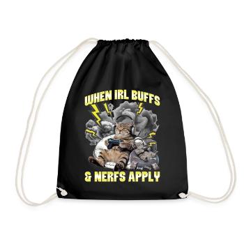 Funny Gaming Gamer Cat - Drawstring Bag - black - Front