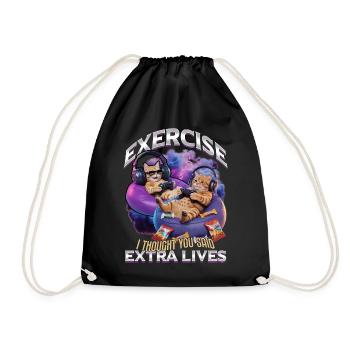 Funny Gaming Gamer Cat - Drawstring Bag - black - Front