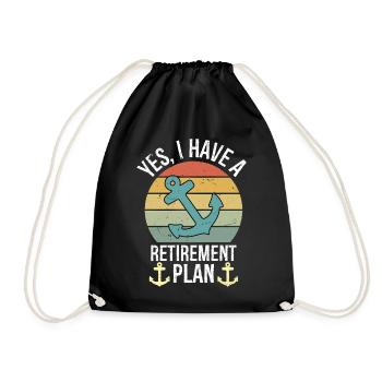 Plain Sailing Boat Retirement Plan Gift - Drawstring Bag - black - Front