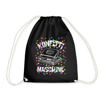 Konfetti Maschine - Karneval - Verkleidung - Turnbeutel - Schwarz - Vorne