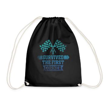 I Survived the First Corner - Drawstring Bag - black - Front