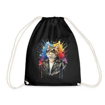 Chat avec des lunettes de soleil, Chat Cool - Sac de sport léger - noir - Devant