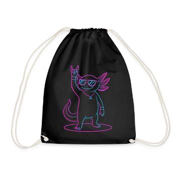 Axolotl rock cool avec des lunettes de soleil - Sac de sport léger - noir - Devant