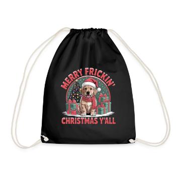 Merry Frickin Christmas Yall Lustiger Weihnachts - Drawstring Bag - black - Front