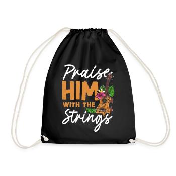 Hawaiian Ukulele Uke Praise Him - Drawstring Bag - black - Front