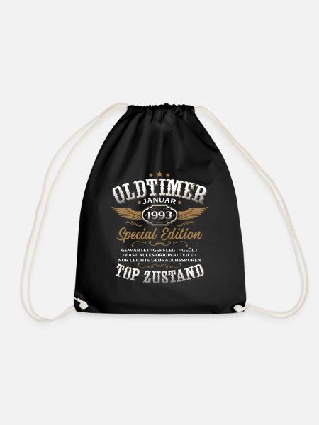 33rd Birthday Gift Classic Car January 1993 - Drawstring Bag - black