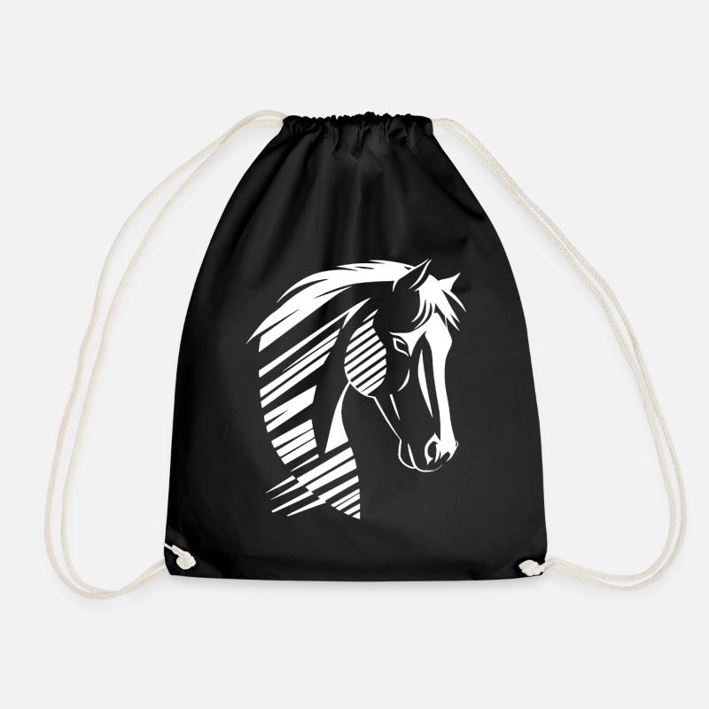Horse Head Silhouette – Strong Design - Drawstring Bag - black