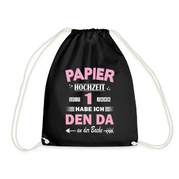 1er anniversaire de mariage Mariage Mariage papier Mariage 1 an - Sac de sport léger - noir - Devant
