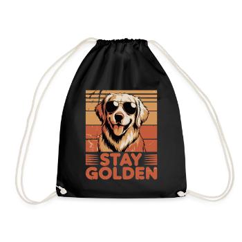Golden Labrador Retriever Stay Golden - Drawstring Bag - black - Front