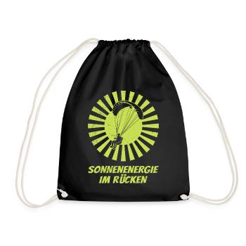 Paraglider SOLAR ENERGY IN THE BACK FUNNY - Drawstring Bag - black - Front