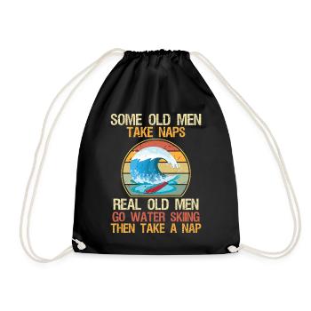 Some Old Men Take Naps Grandpa Water Ski Waterski - Drawstring Bag - black - Front