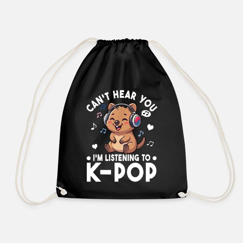 K-Pop Quokka – Süßes Musik Fan Statement Design - Turnbeutel - Schwarz