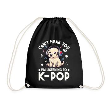 K-Pop Welpe – Süßes Hund & Musik Fan Design - Turnbeutel - Schwarz - Vorne
