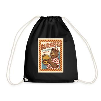 Burgers World Famous Open 24 Hrs Bears Diner - Drawstring Bag - black - Front