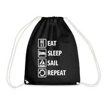 Eat Sleep Sail Repeat - Sailing Sailboat - Drawstring Bag - black - Front