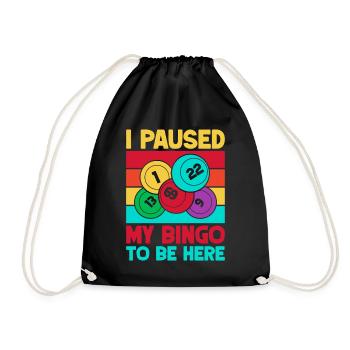 Bingo Game I Paused To Be Here Bingo - Drawstring Bag - black - Front