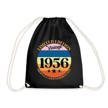 1956 Vintage Birthday Gift 56 Birthday - Drawstring Bag - black - Front