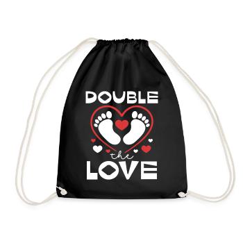Double Love Heart Print Design - Drawstring Bag - black - Front