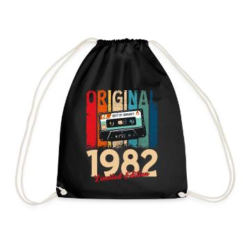 44th Birthday Cassette January 1982 - Drawstring Bag - black - Front
