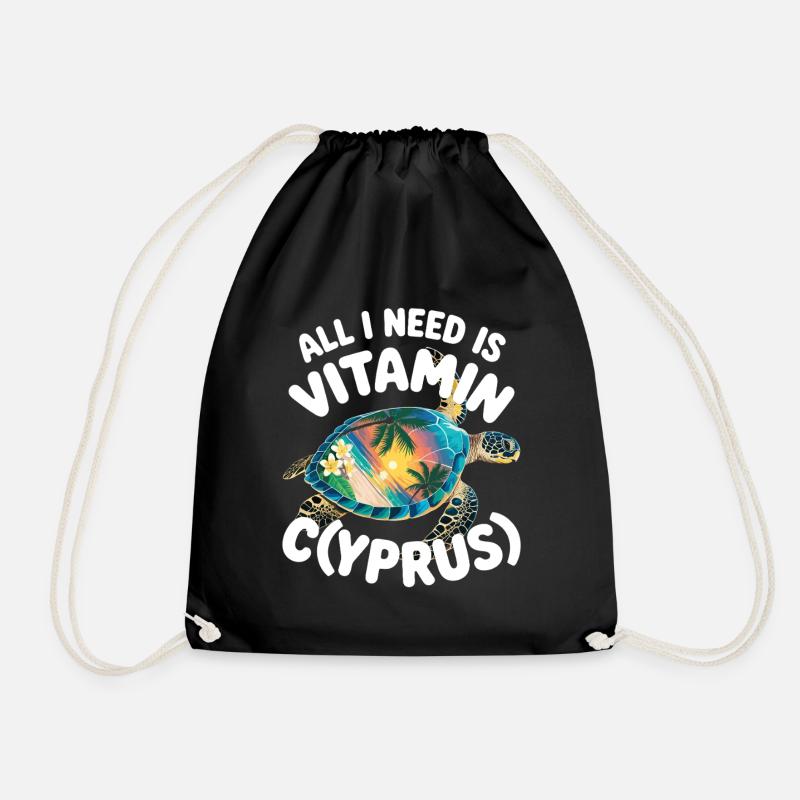 Zypern All I Need Is Vitamin Cyprus Zypern Flagge - Turnbeutel - Schwarz