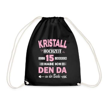 Crystal Wedding 15th Wedding Anniversary Anniversary Wife - Drawstring Bag - black - Front