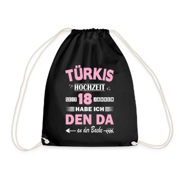 Turquoise Mariage 18e anniversaire de mariage Épouse - Sac de sport léger - noir - Devant